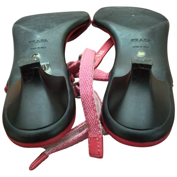 PRADA Women’s Pink Kitten Heel Sandals Size 38.5 - Picture 10 of 12